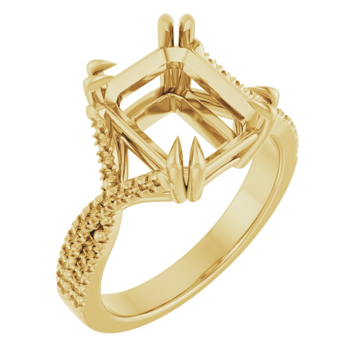 Double Claw-Prong Solitaire Criss-Cross Engagement Ring