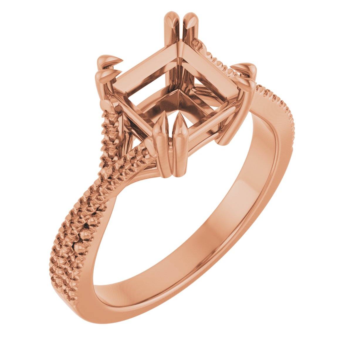 Double Claw-Prong Solitaire Criss-Cross Engagement Ring