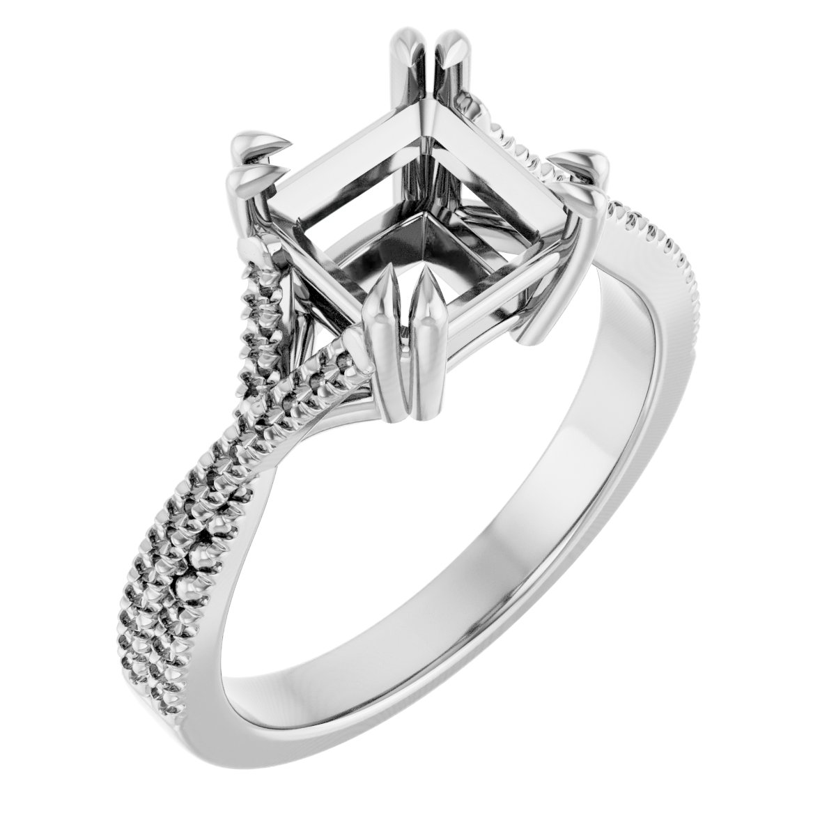 Double Claw-Prong Solitaire Criss-Cross Engagement Ring