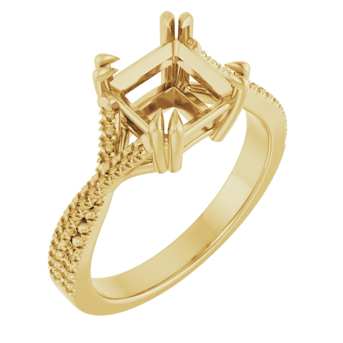 Double Claw-Prong Solitaire Criss-Cross Engagement Ring