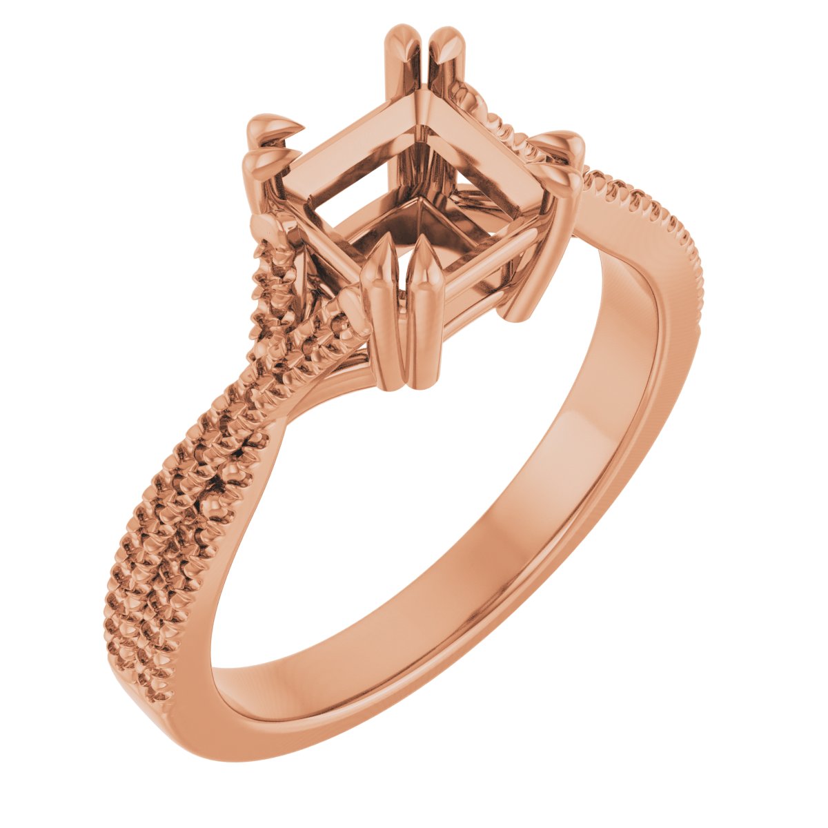 Double Claw-Prong Solitaire Criss-Cross Engagement Ring