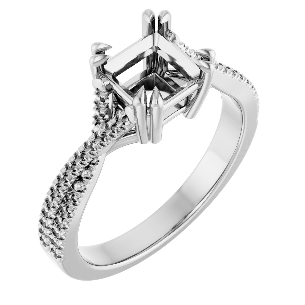 Double Claw-Prong Solitaire Criss-Cross Engagement Ring