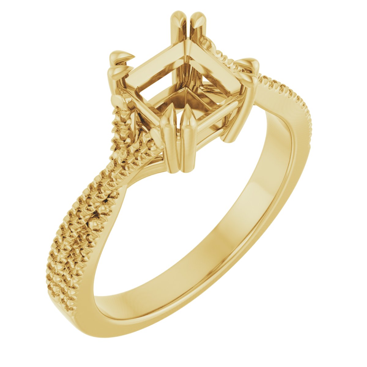 Double Claw-Prong Solitaire Criss-Cross Engagement Ring
