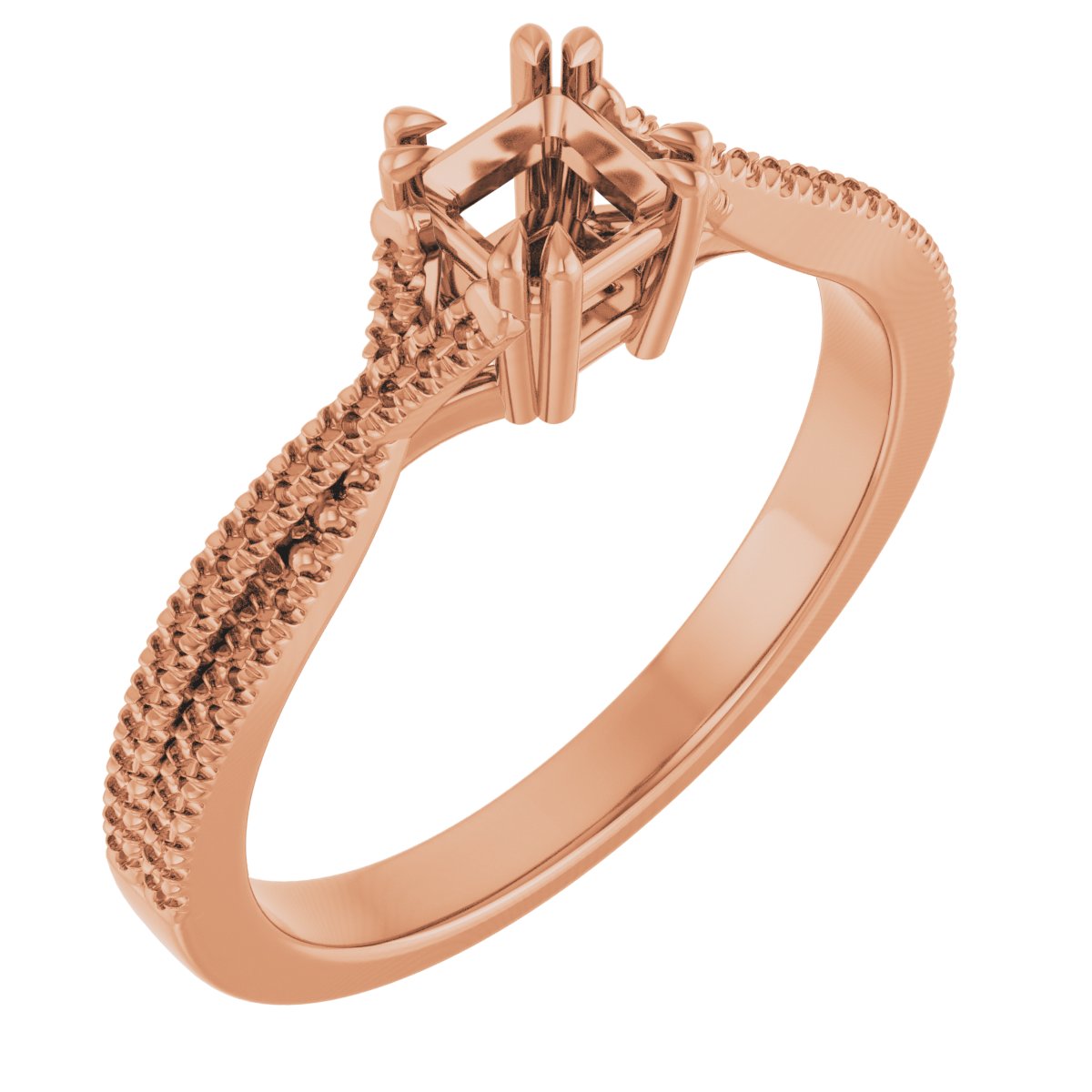 Double Claw-Prong Solitaire Criss-Cross Engagement Ring