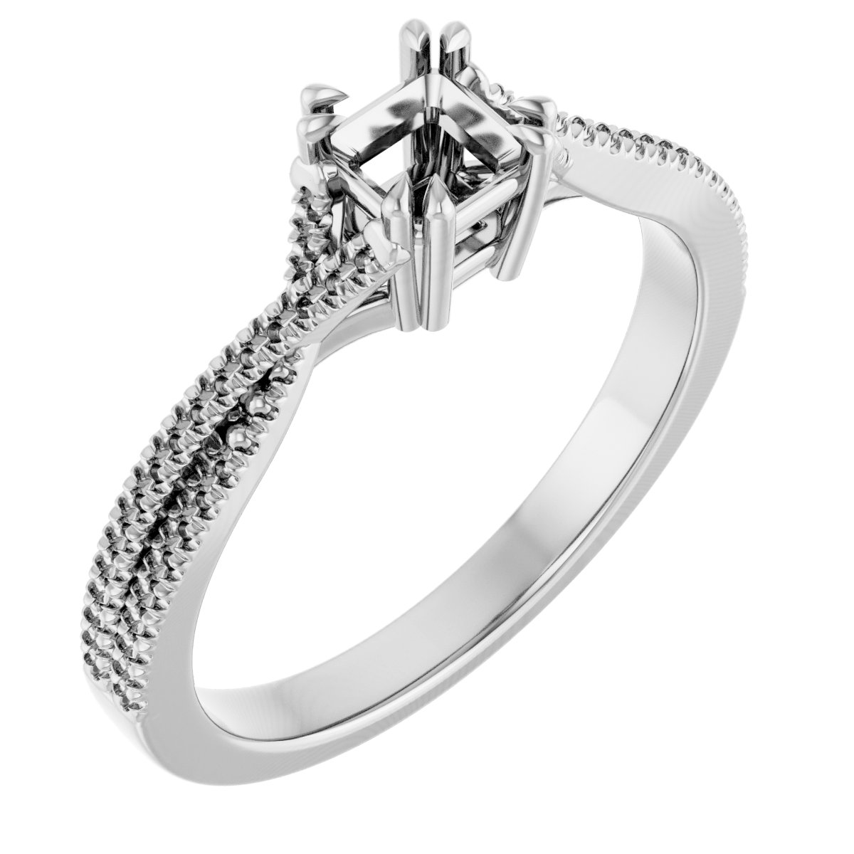 Double Claw-Prong Solitaire Criss-Cross Engagement Ring