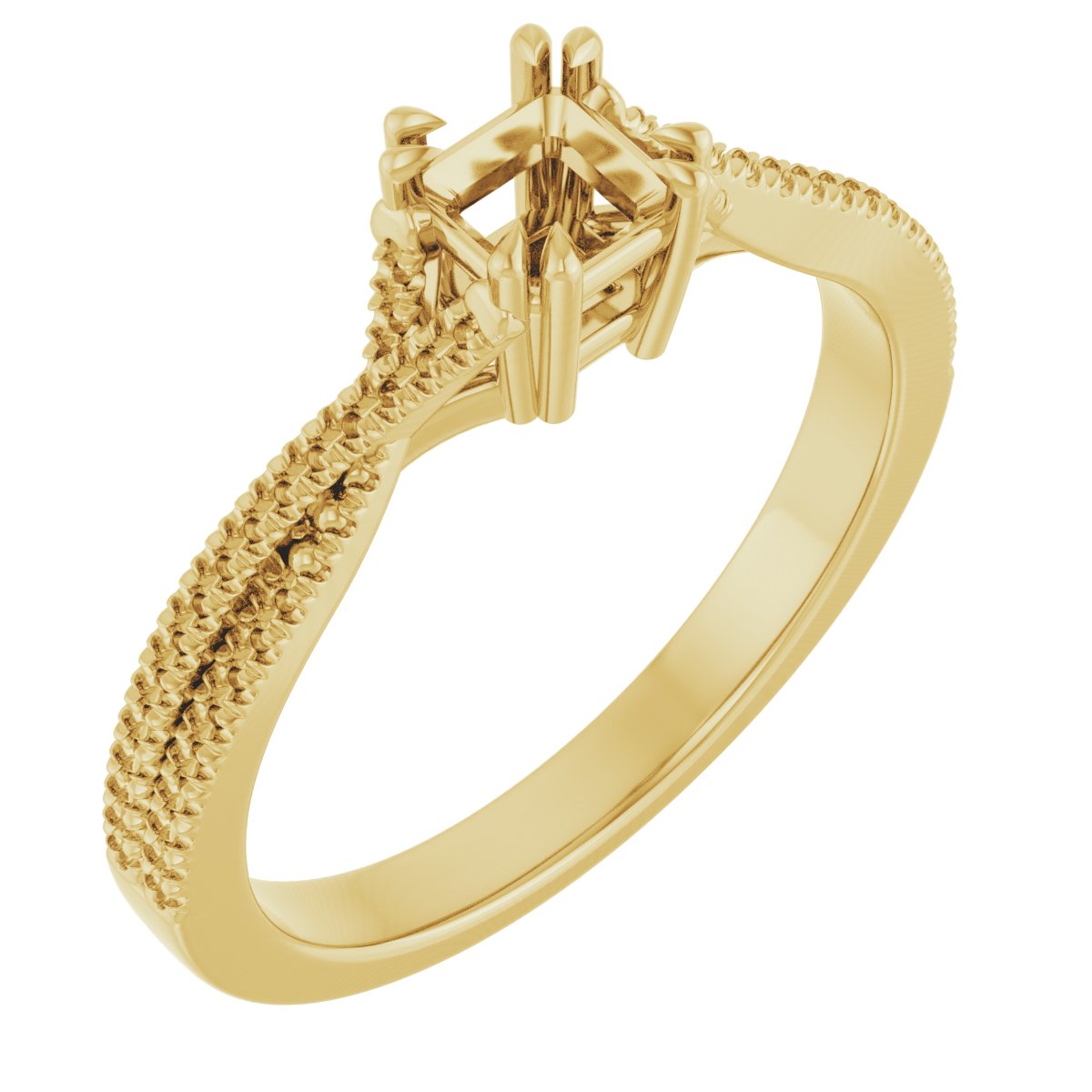 Double Claw-Prong Solitaire Criss-Cross Engagement Ring