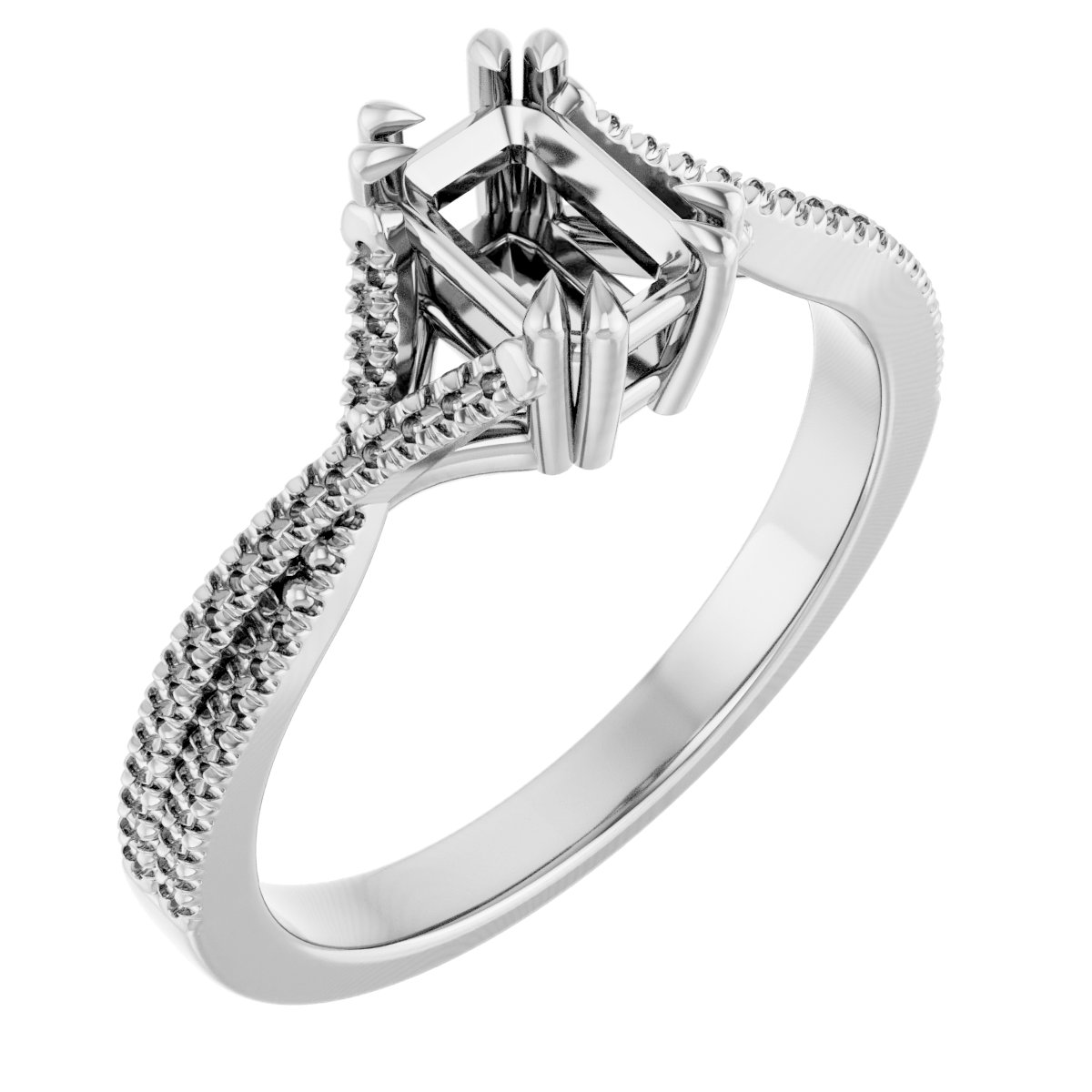 Double Claw-Prong Solitaire Criss-Cross Engagement Ring