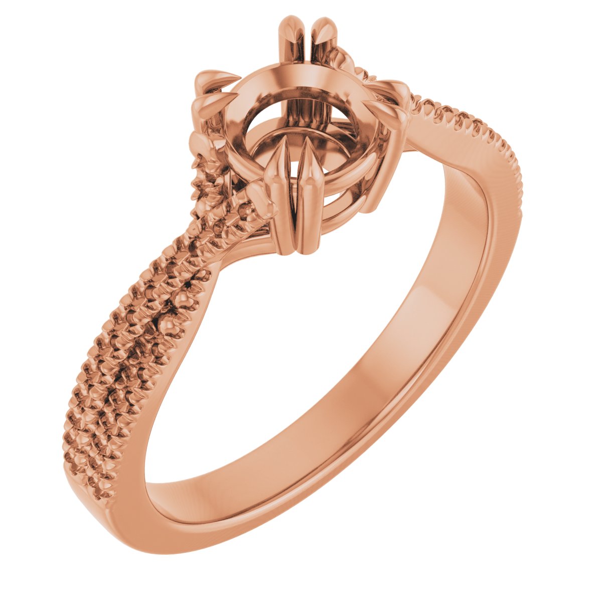 Double Claw-Prong Solitaire Criss-Cross Engagement Ring
