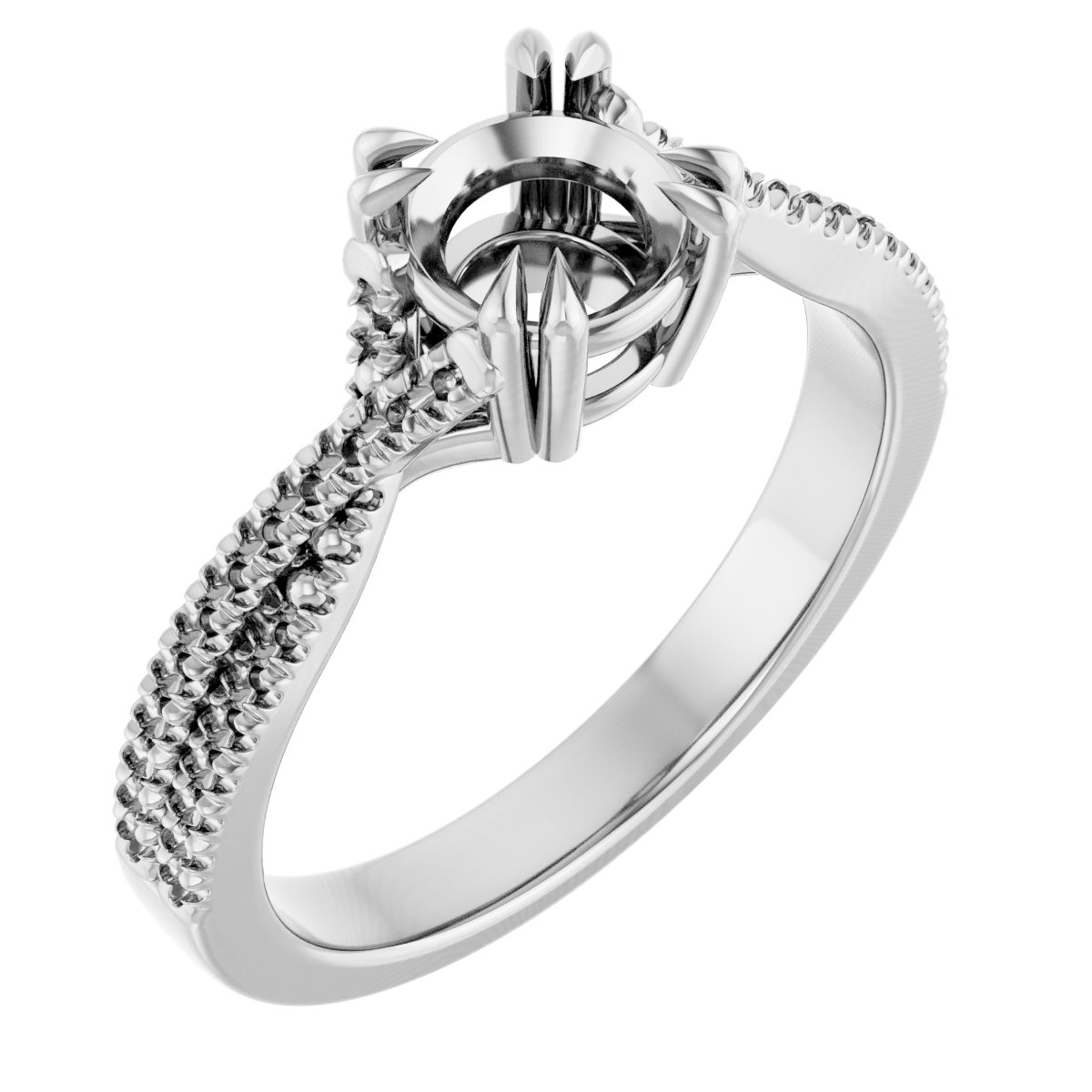 Double Claw-Prong Solitaire Criss-Cross Engagement Ring