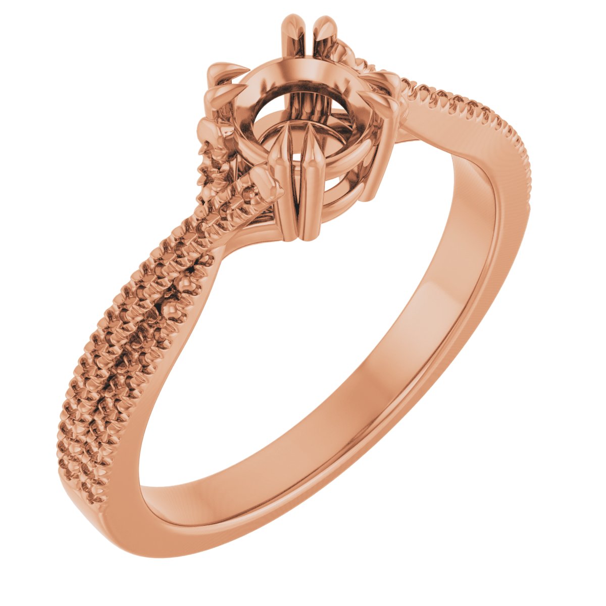 Double Claw-Prong Solitaire Criss-Cross Engagement Ring
