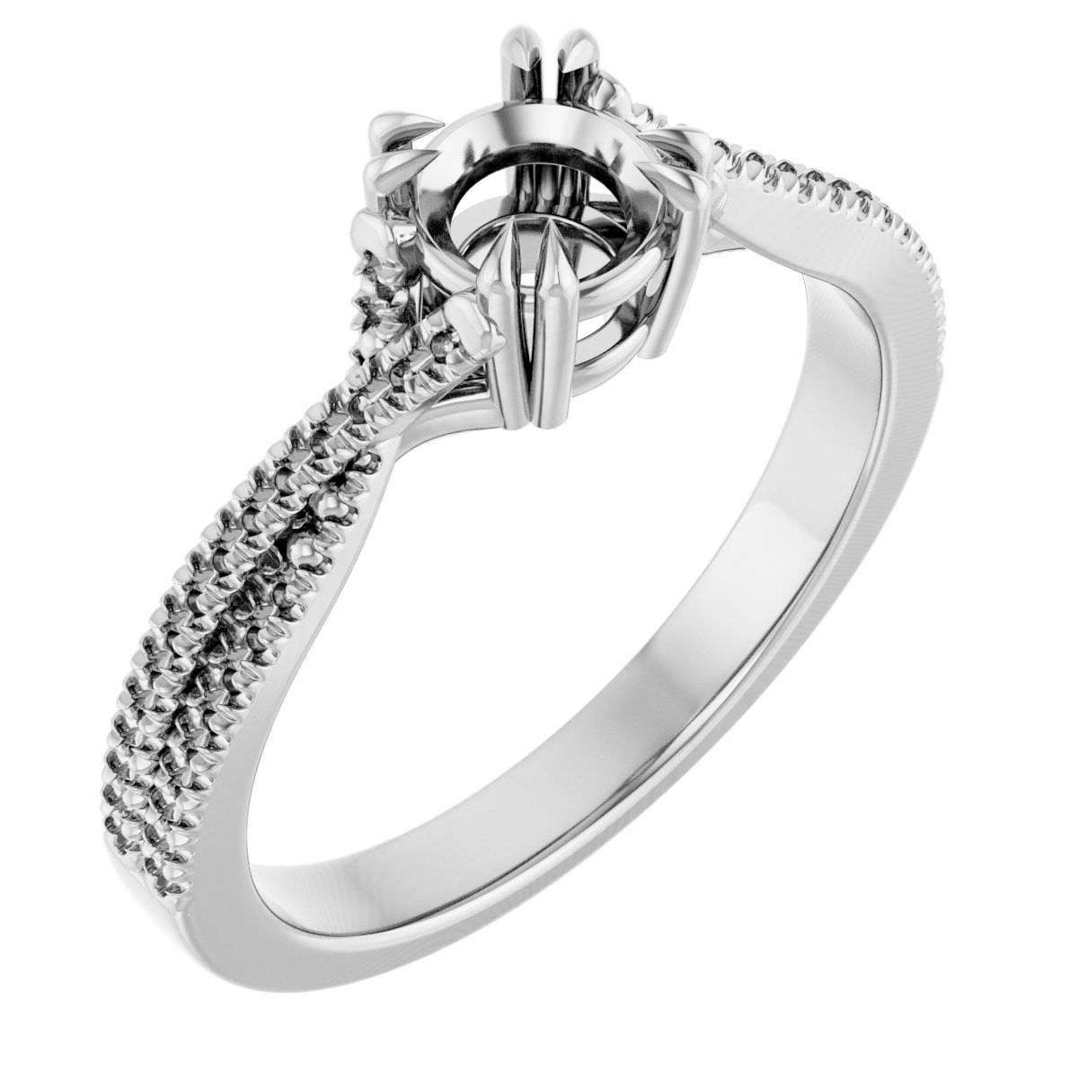 Double Claw-Prong Solitaire Criss-Cross Engagement Ring