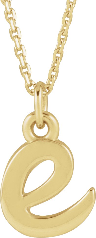 14K Yellow Petite Initial E 16" Necklace