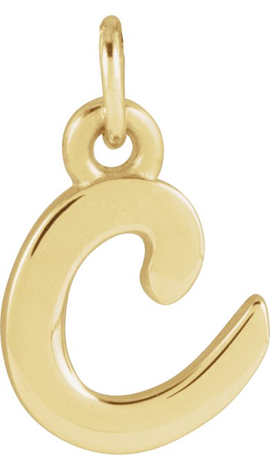 14K Yellow Petite Initial C Pendant