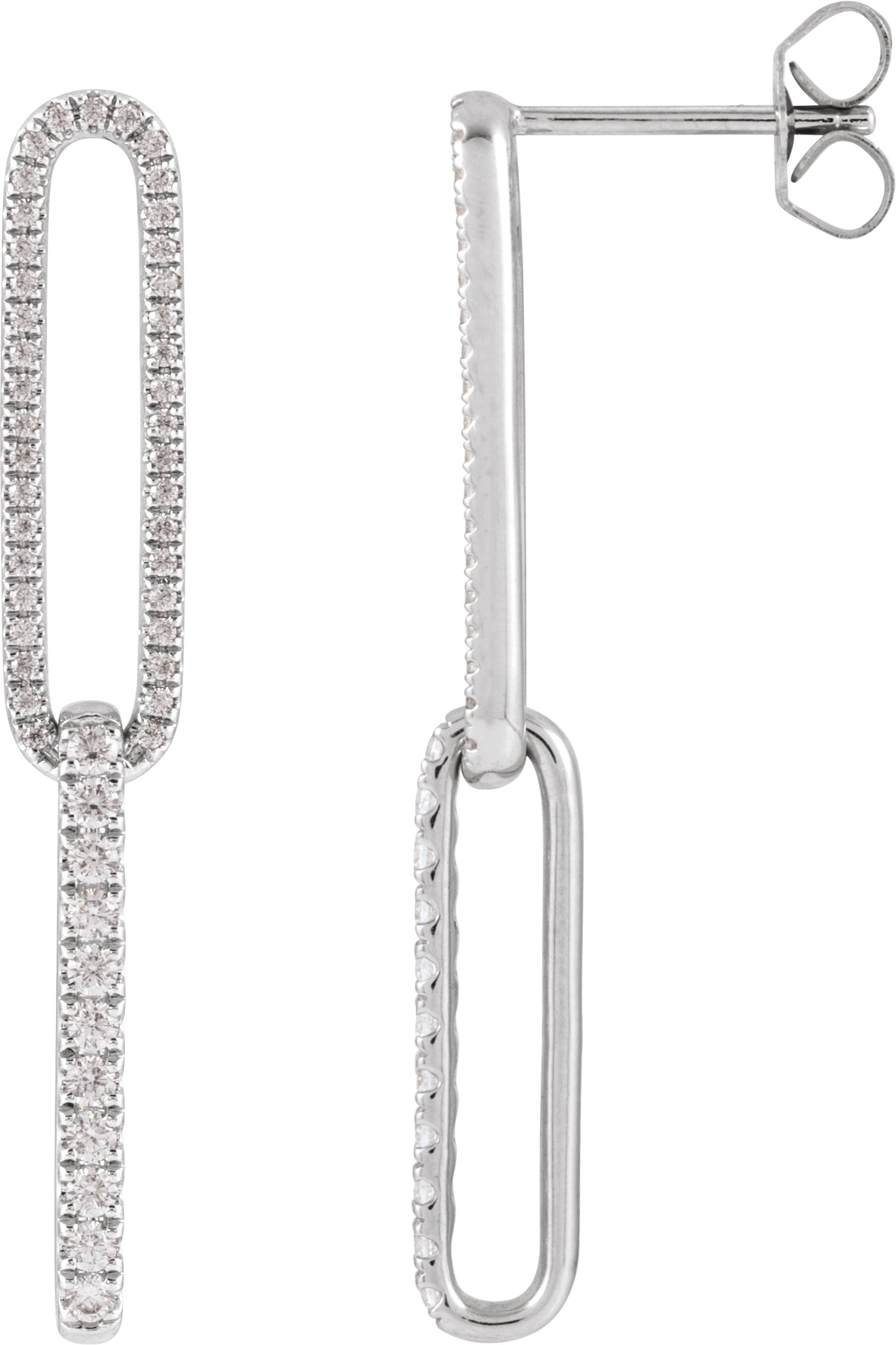 14K White 1/2 CTW Lab-Grown Diamond Elongated Link Earrings