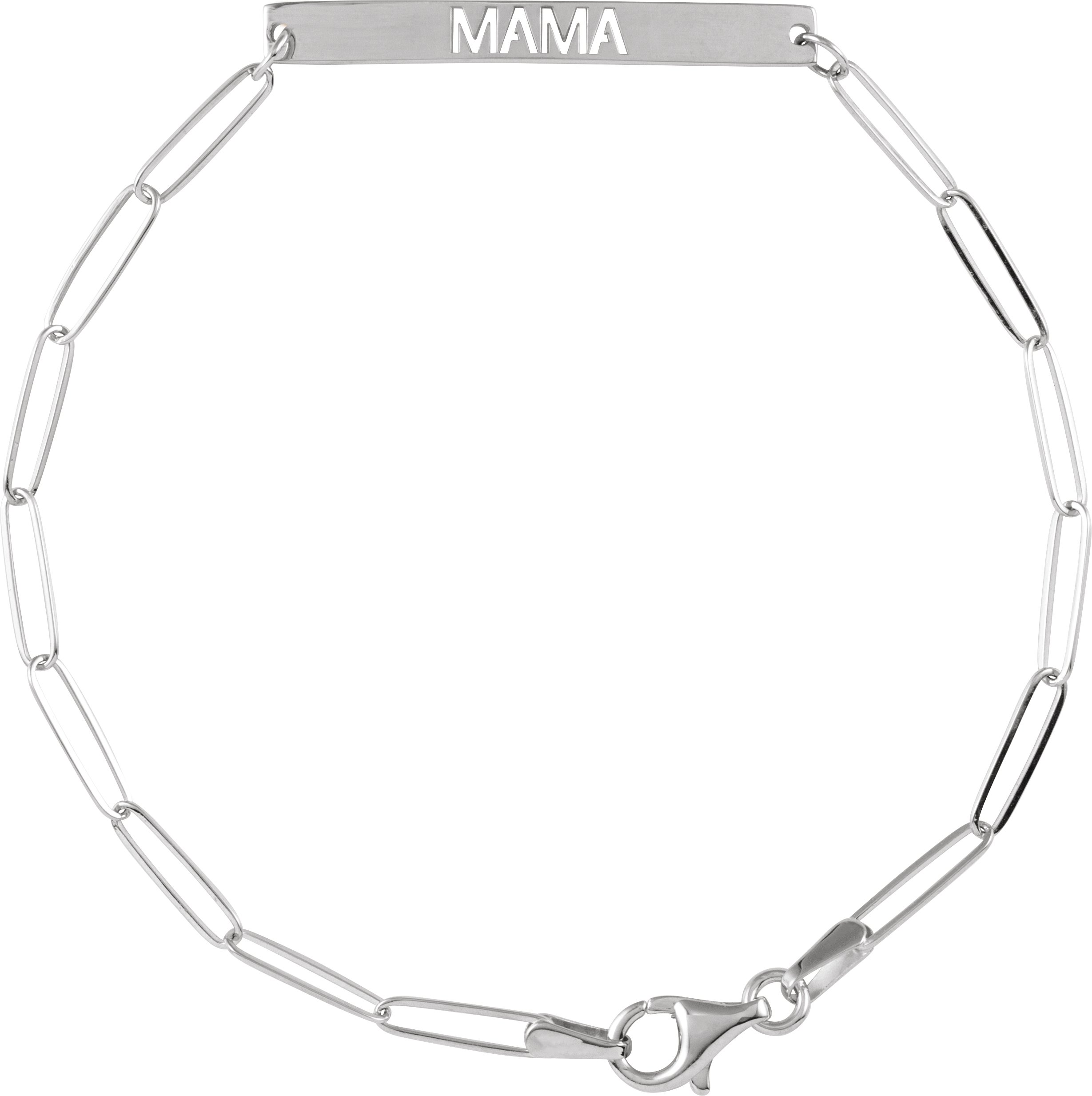 14K White Mama Bar 7" Bracelet