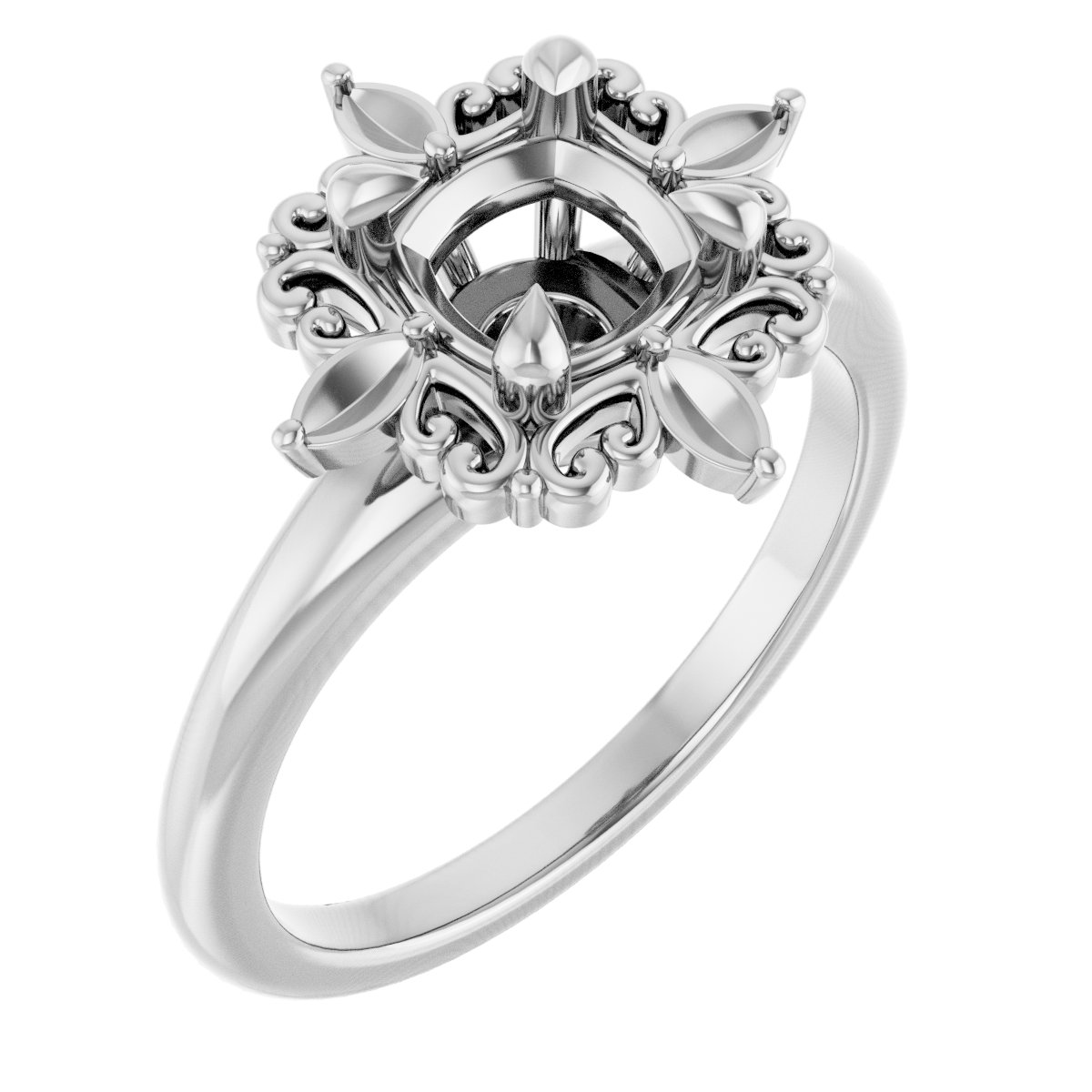Claw-Prong Halo-Style Engagement Ring