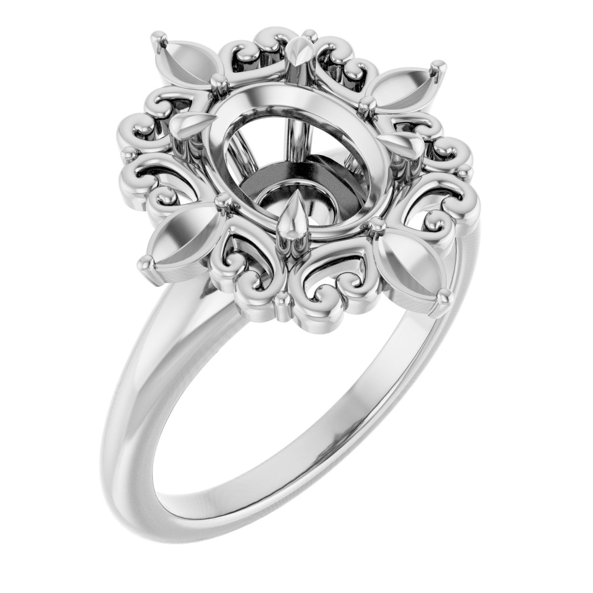 Claw-Prong Halo-Style Engagement Ring