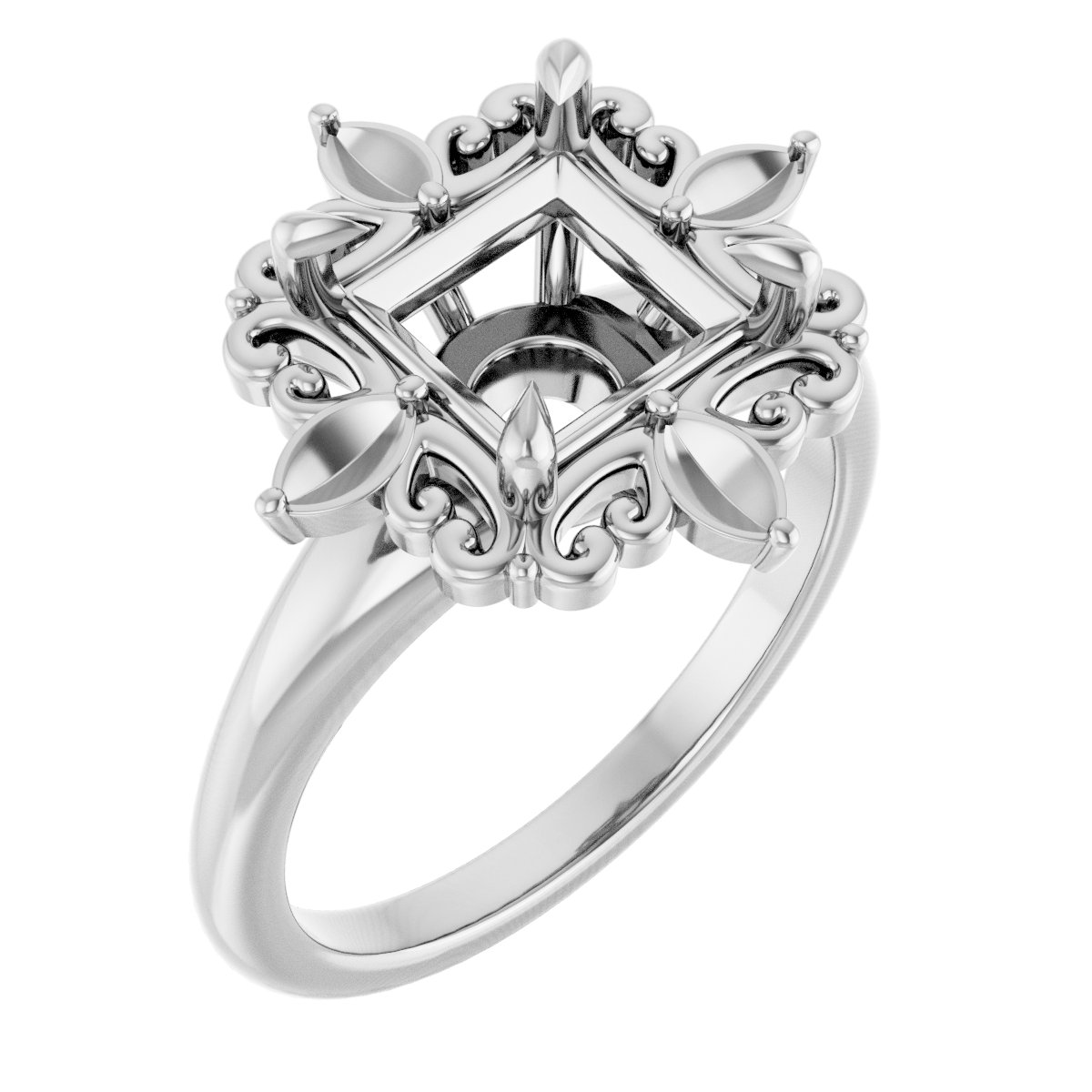 Claw-Prong Halo-Style Engagement Ring