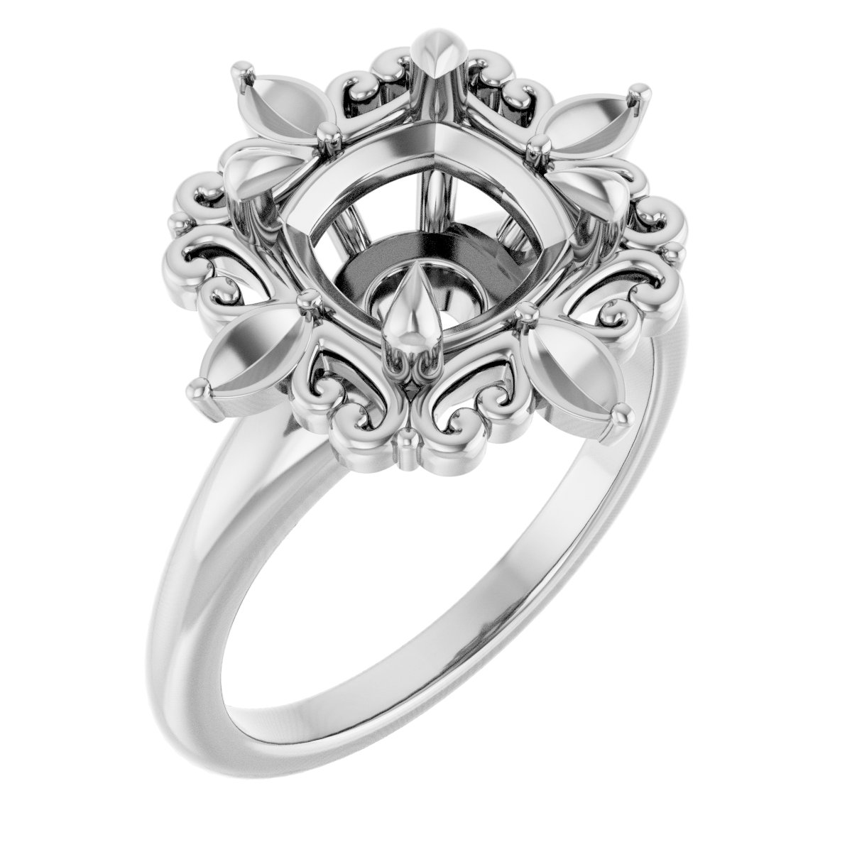Claw-Prong Halo-Style Engagement Ring
