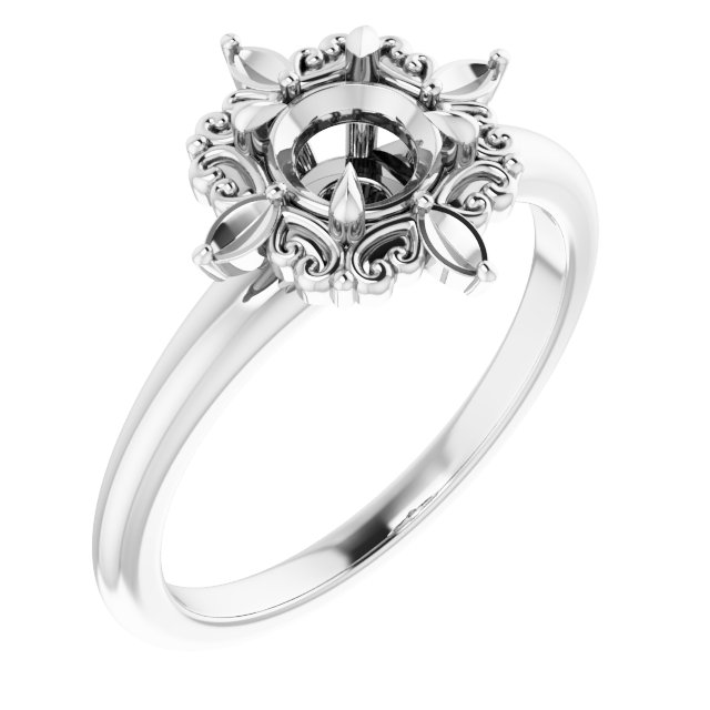 Claw-Prong Halo-Style Engagement Ring