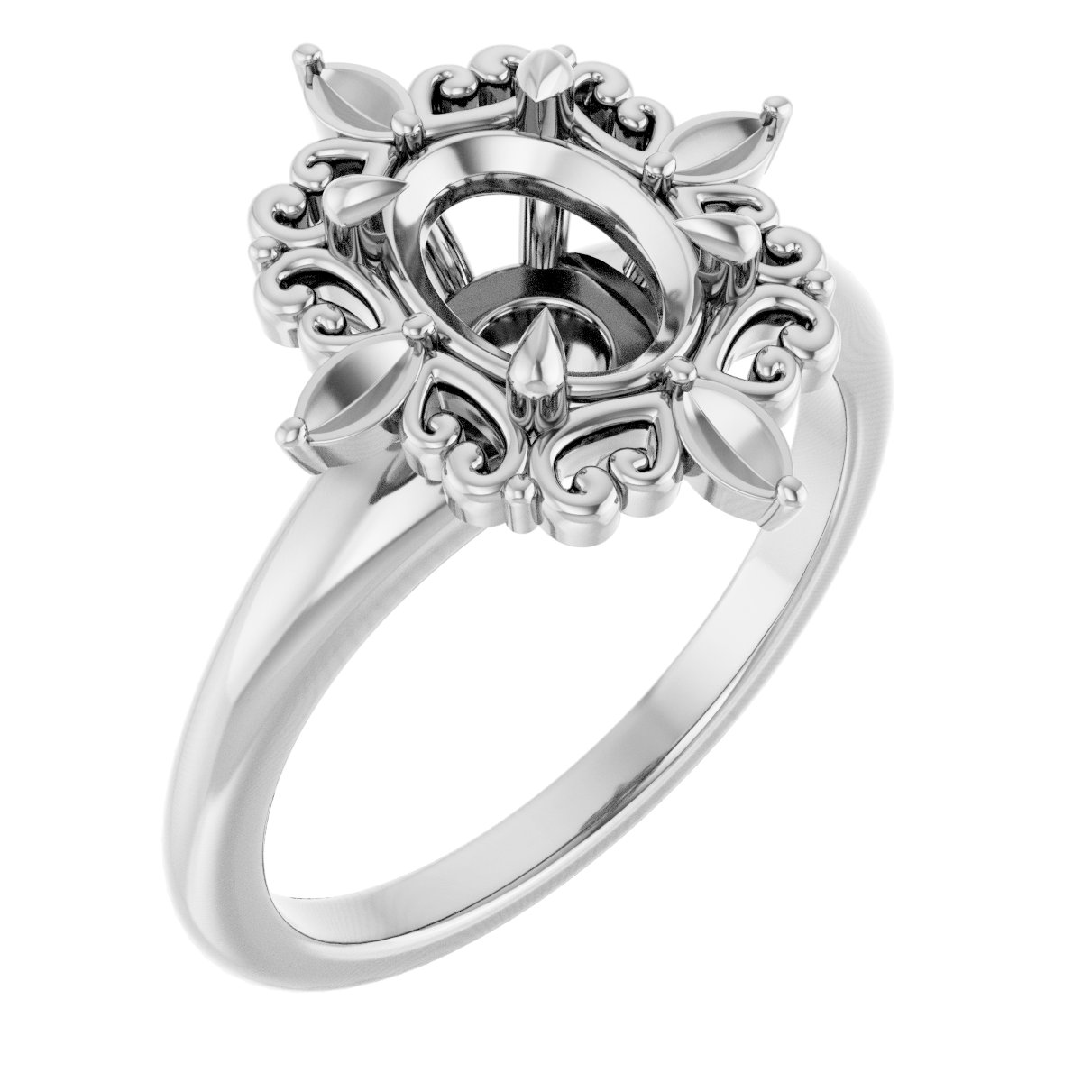 Claw-Prong Halo-Style Engagement Ring