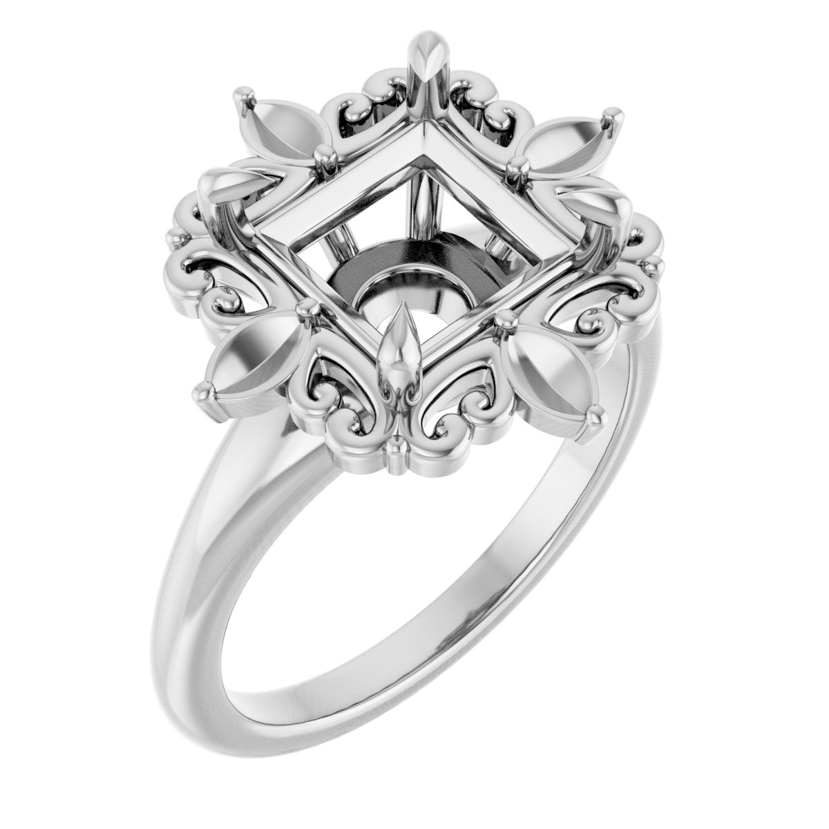 Claw-Prong Halo-Style Engagement Ring