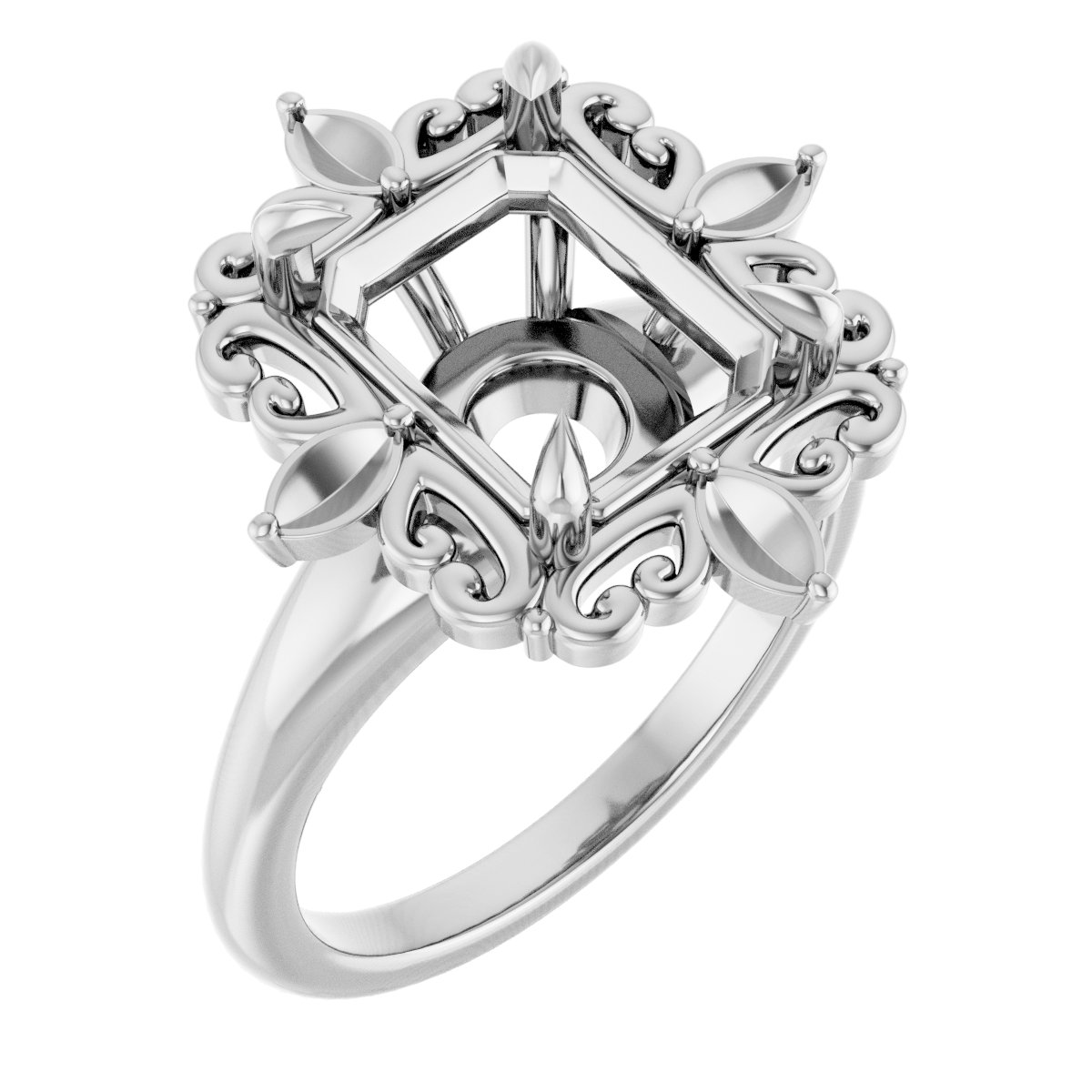 Claw-Prong Halo-Style Engagement Ring