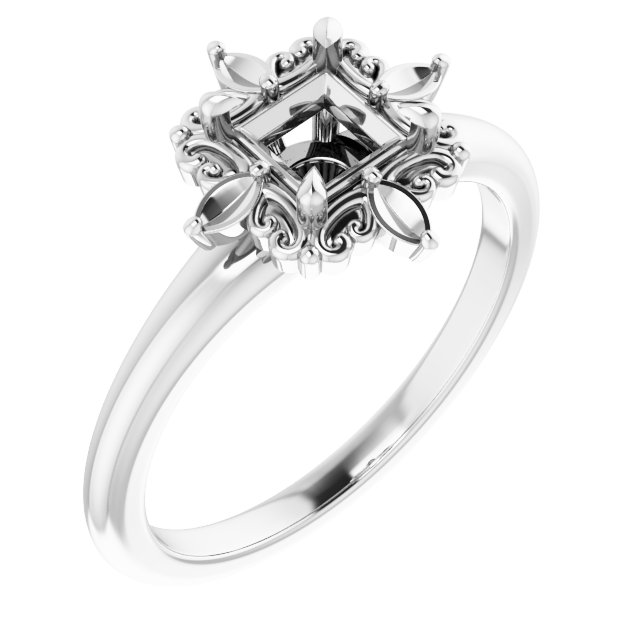 Claw-Prong Halo-Style Engagement Ring