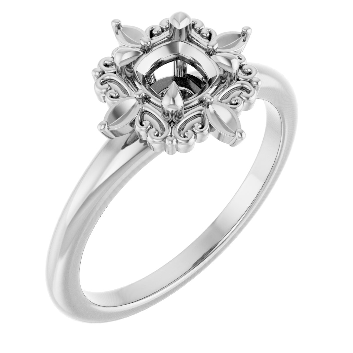 Claw-Prong Halo-Style Engagement Ring