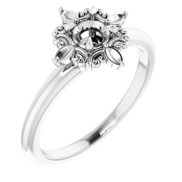 Claw-Prong Halo-Style Engagement Ring