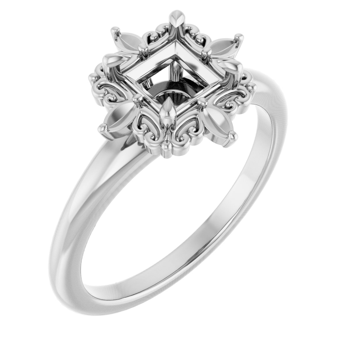 Claw-Prong Halo-Style Engagement Ring