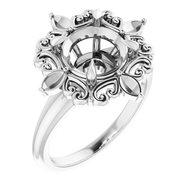 Claw-Prong Halo-Style Engagement Ring