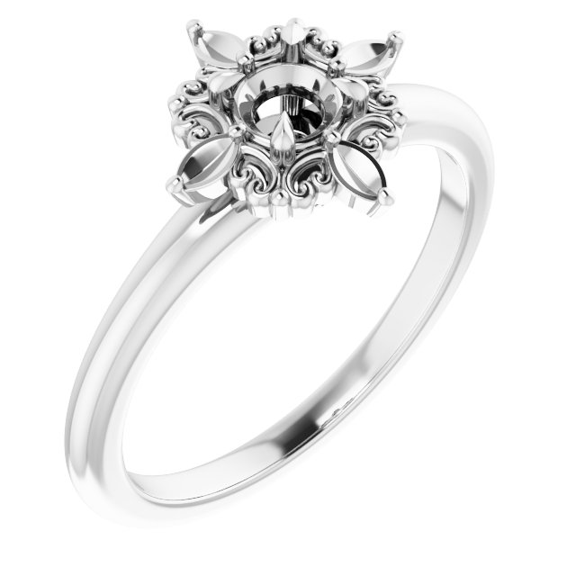 Claw-Prong Halo-Style Engagement Ring