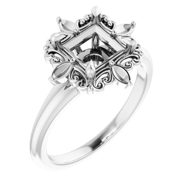 Claw-Prong Halo-Style Engagement Ring