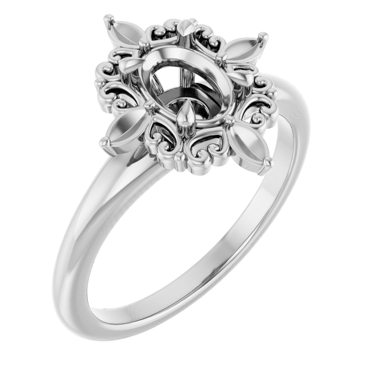 Claw-Prong Halo-Style Engagement Ring