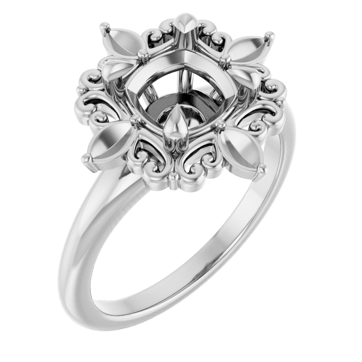 Claw-Prong Halo-Style Engagement Ring