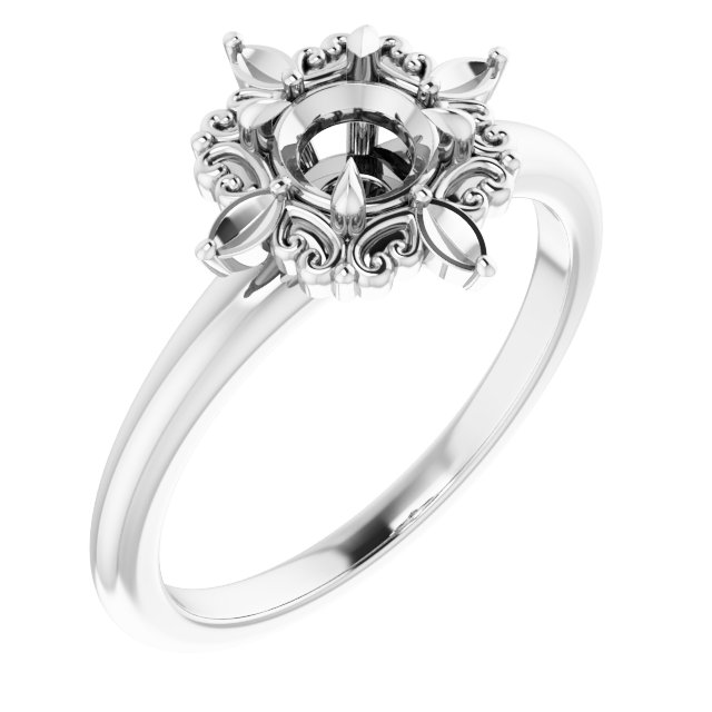 Claw-Prong Halo-Style Engagement Ring