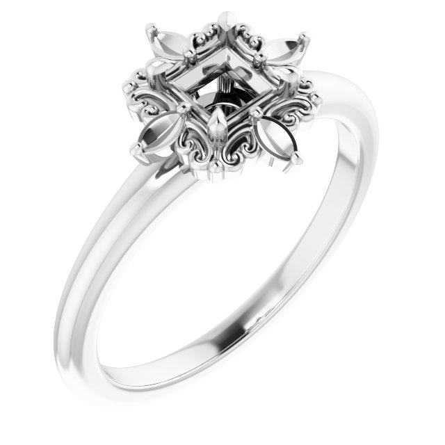 Claw-Prong Halo-Style Engagement Ring