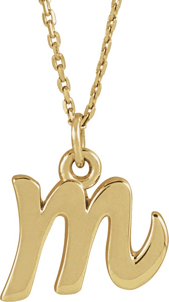 14K Yellow Petite Initial M 16" Necklace