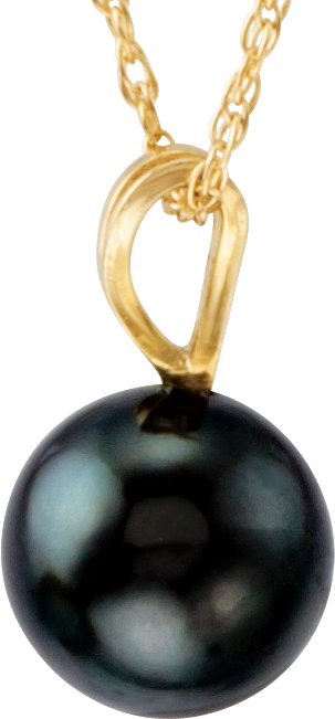 Alternative view of Cultured Black Akoya Pearl Necklace – 14K Yellow Gold