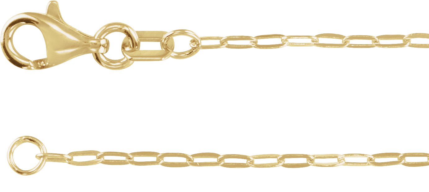 14K Yellow 1.25 mm Paperclip-Style 18" Chain