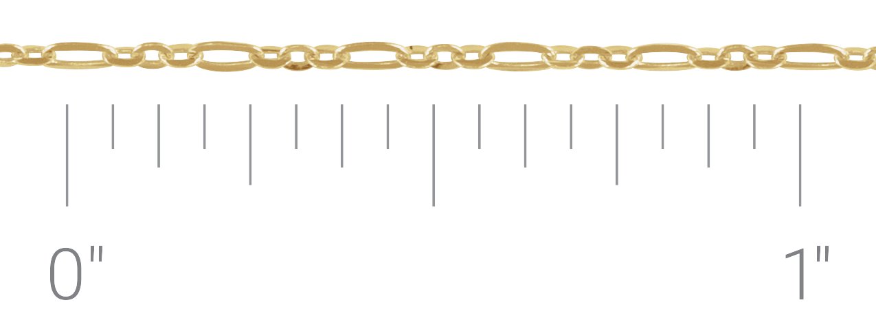 14K Yellow 1.55 mm Figaro Chain by the Inch
