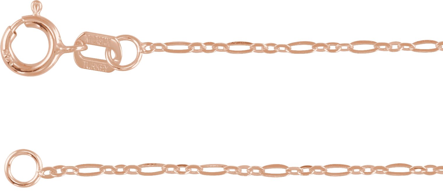 14K Rose 1.25 mm Figaro 7 Chain