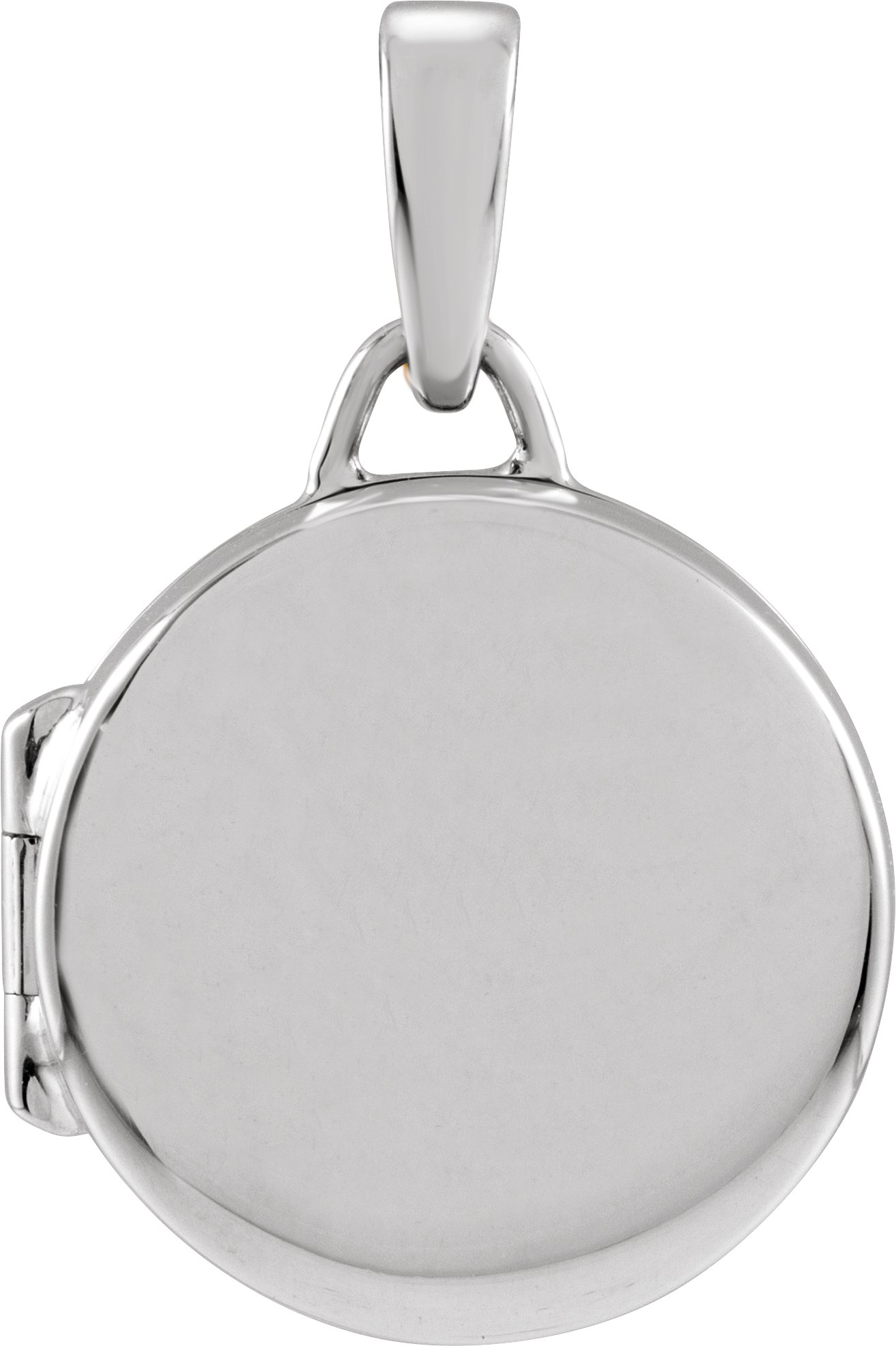 14K White Round Locket Pendant