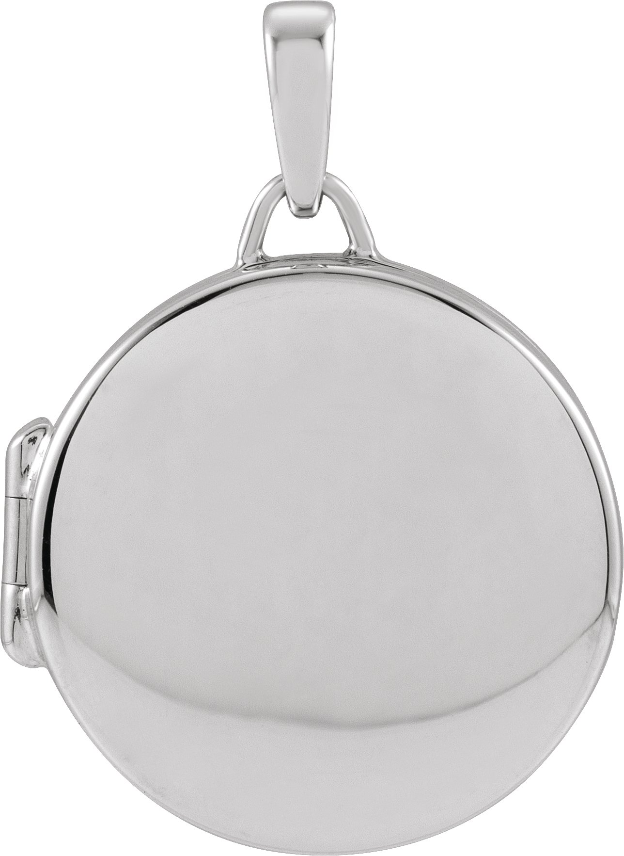 14K White Round Locket Pendant