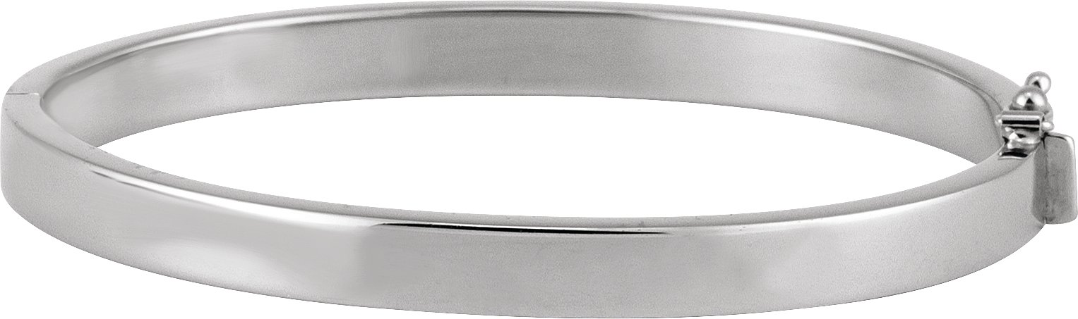 14K White 6 mm Tube Hinged Bangle 7" Bracelet