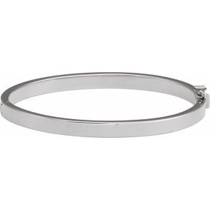 14K White 5 mm Tube Hinged Bangle 7" Bracelet