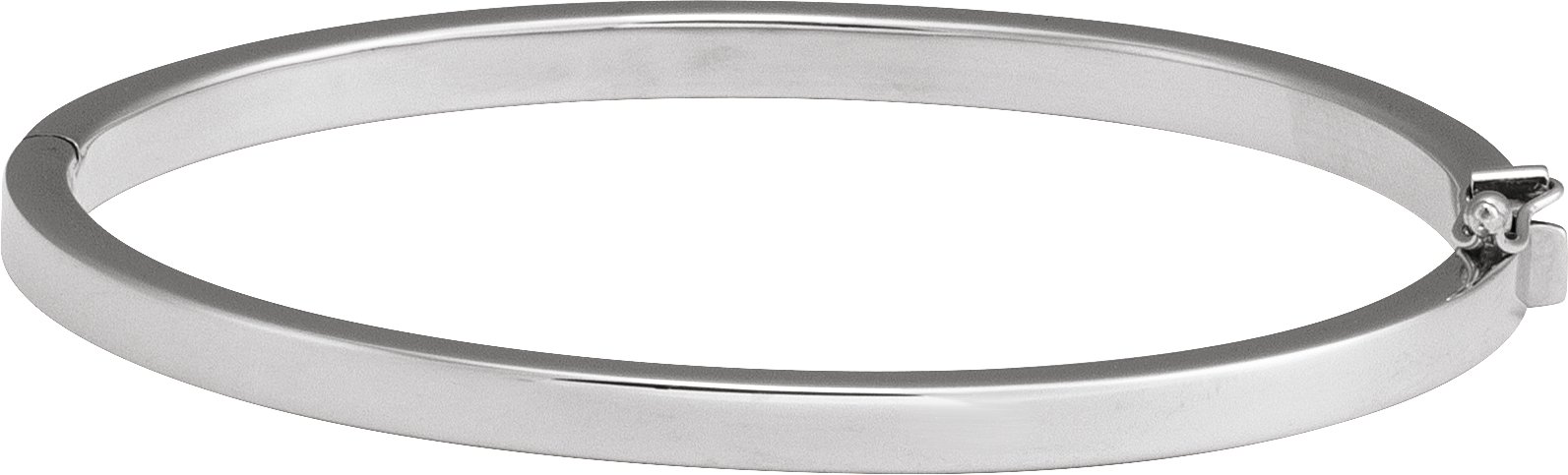 14K White 4 mm Tube Hinged Bangle 7" Bracelet