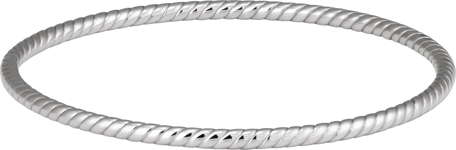 14K White 3 mm Twisted Bangle 7 1/2" Bracelet