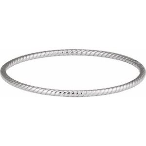 Sterling Silver 3 mm Twisted Bangle 7 3/4" Bracelet
